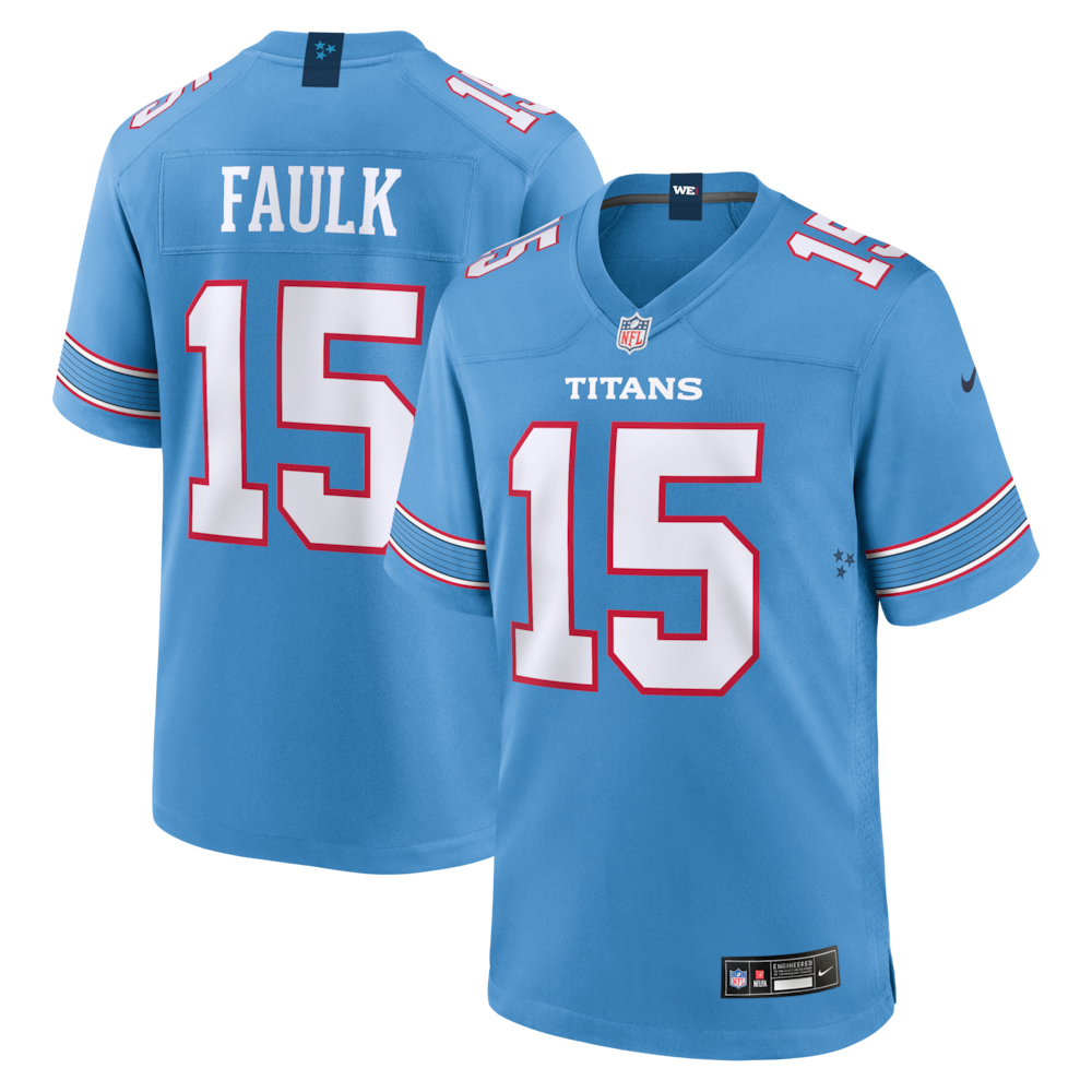 Tennessee Titans Merch - Men's Keldric Faulk Light Team Game Jersey, Blue 1 - Unicasport Tennessee Titans Merch - Men's Keldric Faulk Light Team Game Jersey, Blue