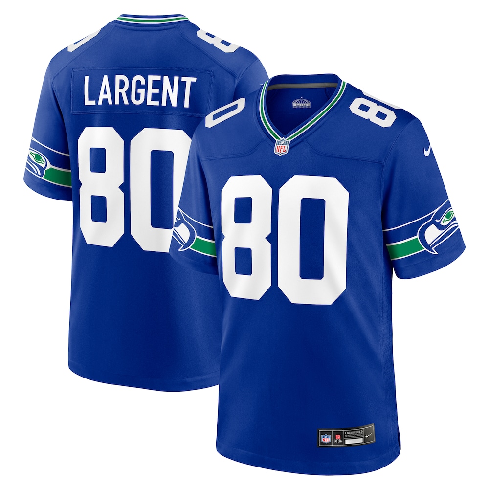 Seattle Seahawks Merch - Men's Steve Largent Royal Throwback Retired Player Game Jersey 1 - Unicasport Seattle Seahawks Merch - Men's Steve Largent Royal Throwback Retired Player Game Jersey