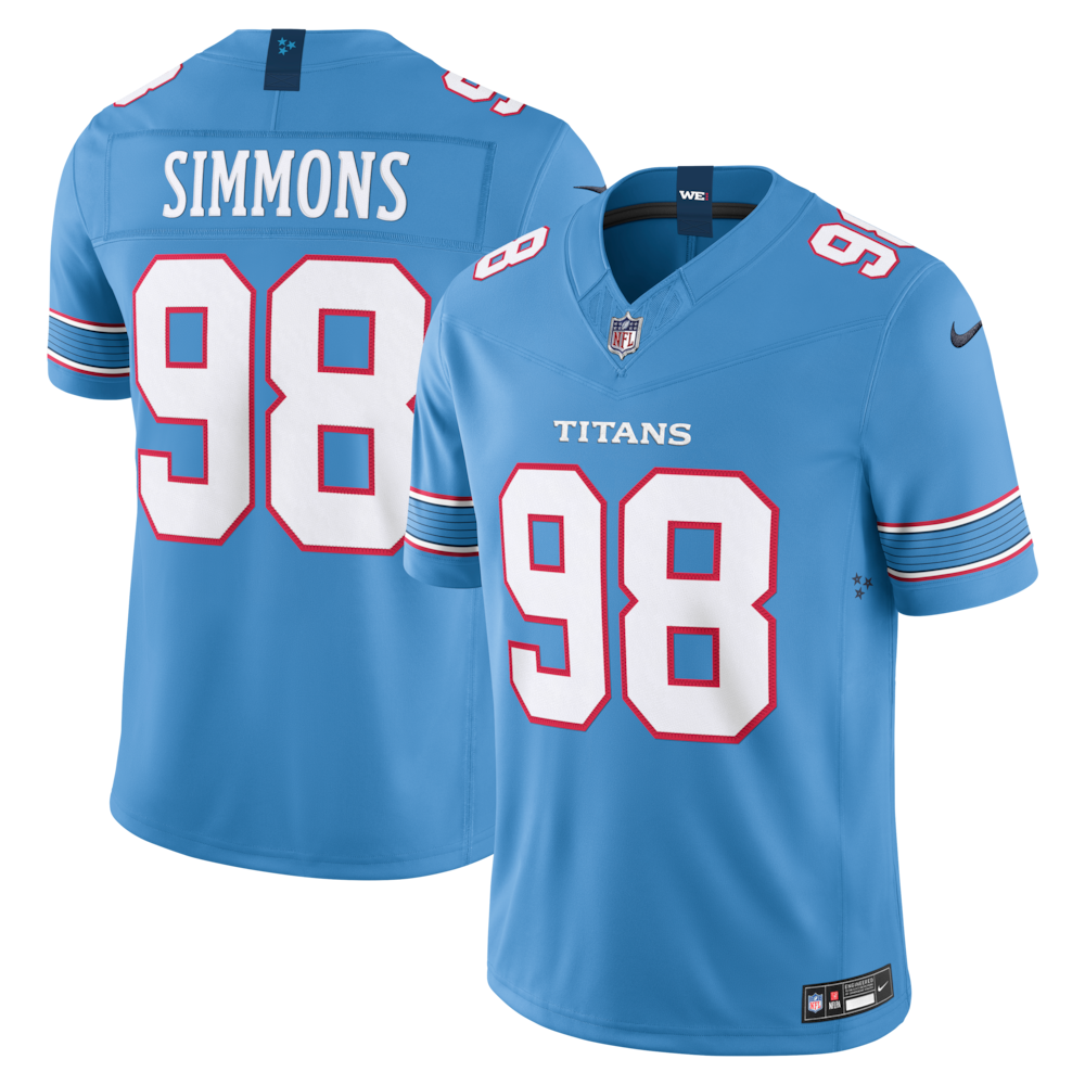 Tennessee Titans Merch - Men's Jeffery Simmons Light Team Vapor F.U.S.E. Stitched Limited Jersey, Blue 1 - Unicasport Tennessee Titans Merch - Men's Jeffery Simmons Light Team Vapor F.U.S.E. Stitched Limited Jersey, Blue