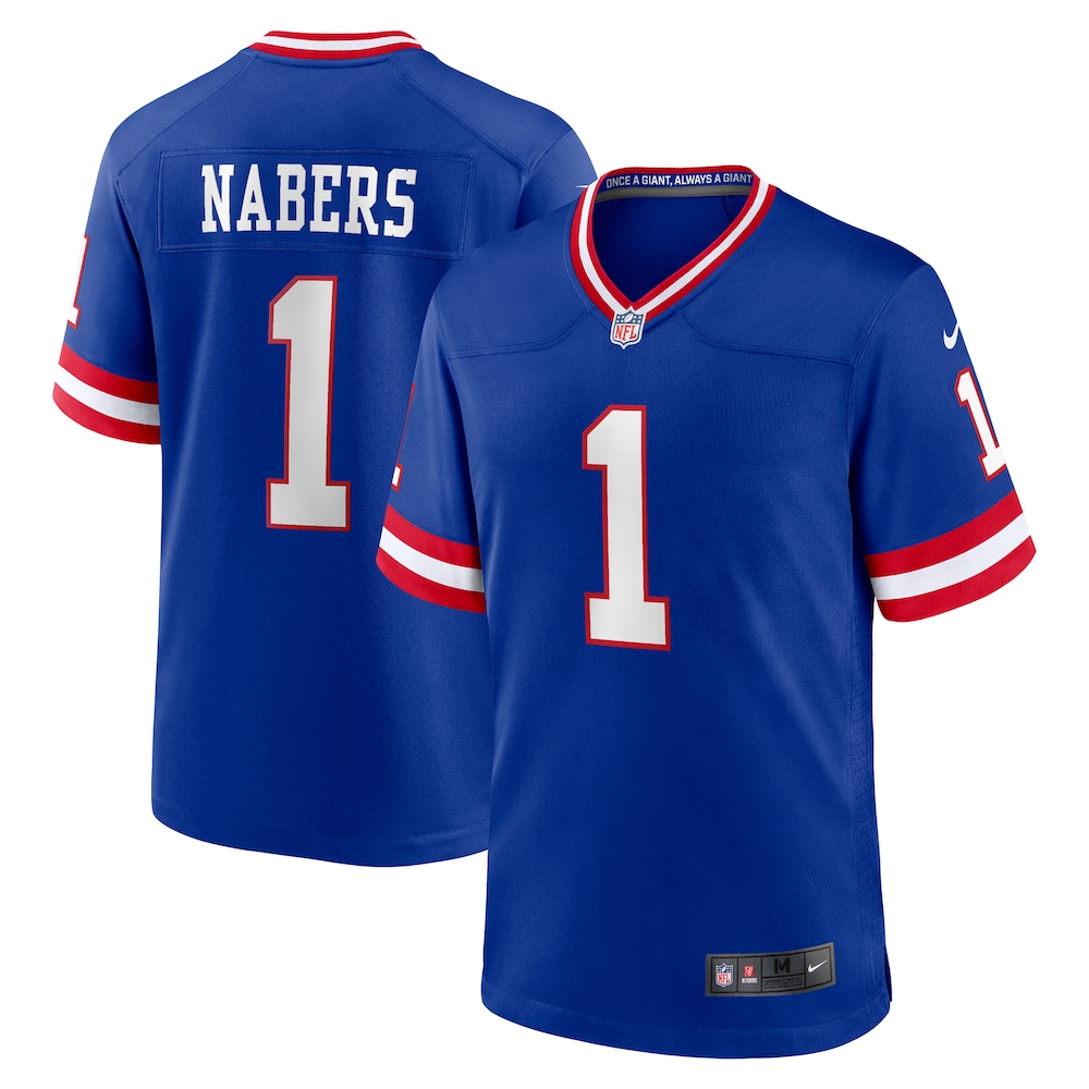 New York Giants Merch - Men's Malik Nabers Royal Jersey