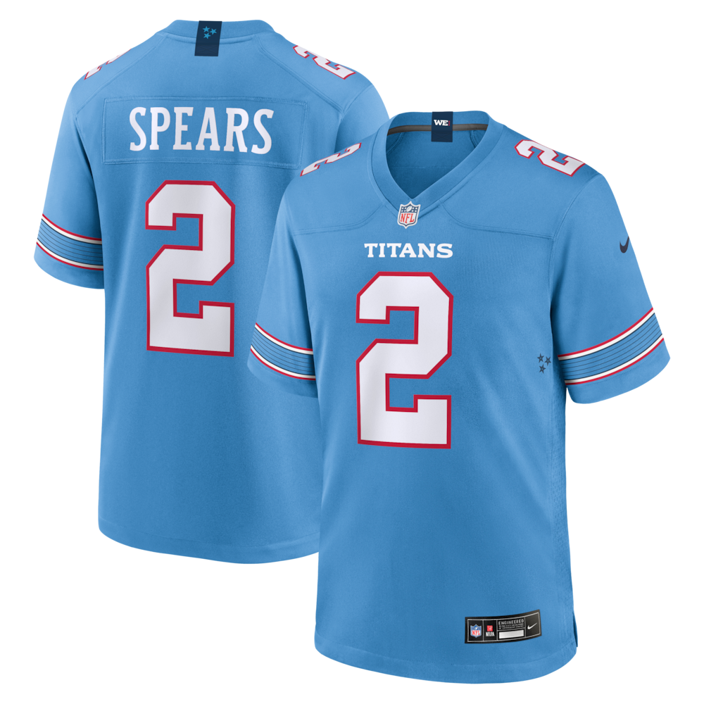 Tennessee Titans Merch - Men's Tyjae Spears Light Game Jersey, Blue 1 - Unicasport Tennessee Titans Merch - Men's Tyjae Spears Light Game Jersey, Blue