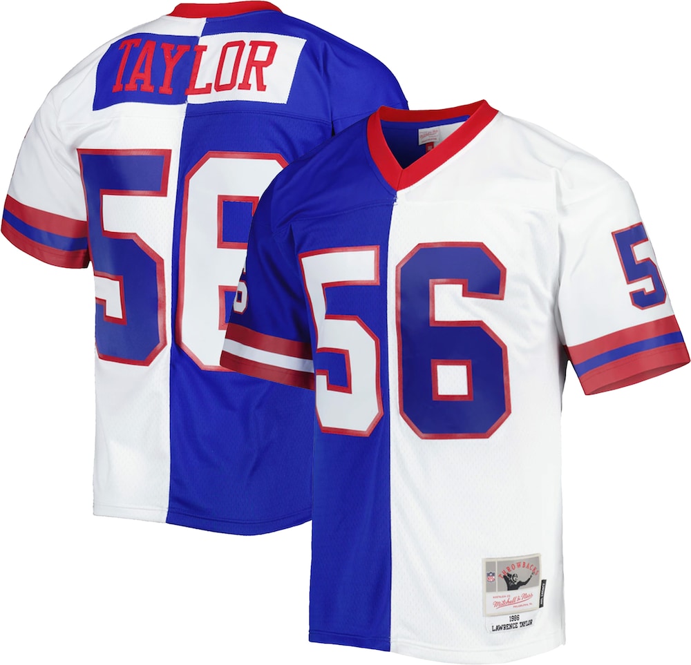 New York Giants Merch - Men's Lawrence Taylor Royal 1986 Split Legacy Replica Jersey, White 1 - Unicasport New York Giants Merch - Men's Lawrence Taylor Royal 1986 Split Legacy Replica Jersey, White