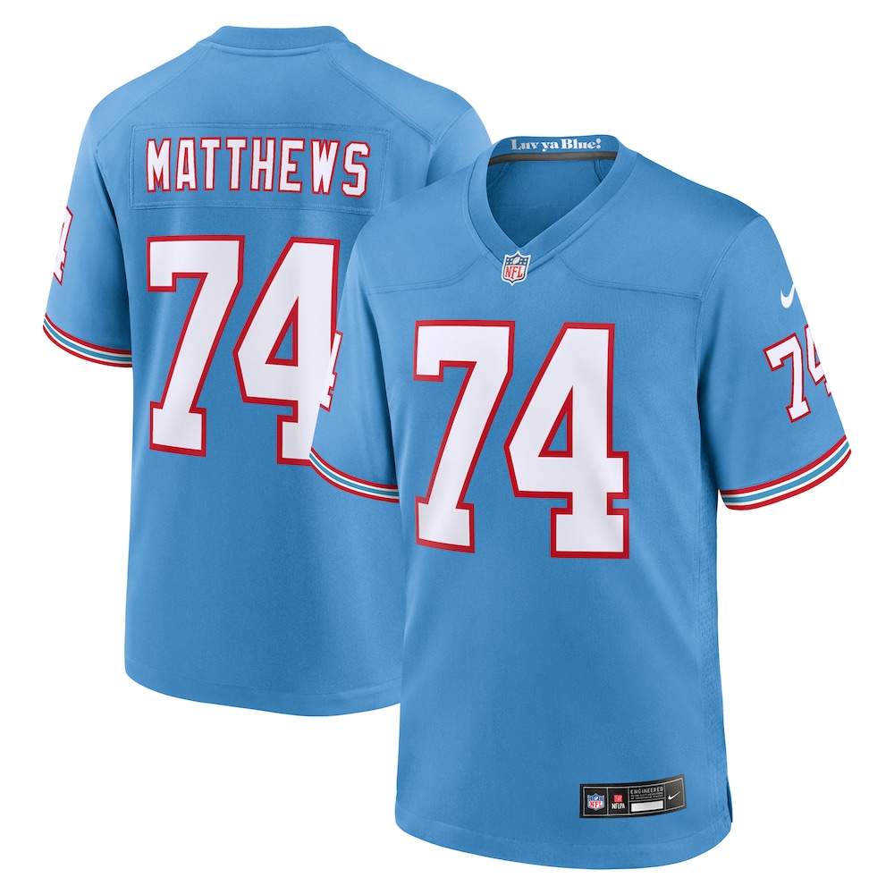 Tennessee Titans Merch - Men's Bruce Matthews Light Retired Player Alternate Game Jersey, Blue 1 - Unicasport Tennessee Titans Merch - Men's Bruce Matthews Light Retired Player Alternate Game Jersey, Blue
