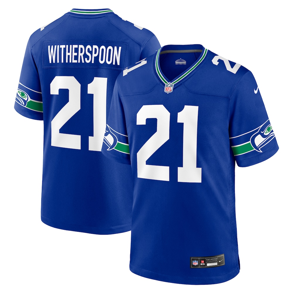 Seattle Seahawks Merch - Men's Devon Witherspoon Royal Throwback Player Game Jersey 1 - Unicasport Seattle Seahawks Merch - Men's Devon Witherspoon Royal Throwback Player Game Jersey