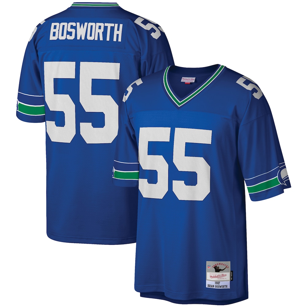 Seattle Seahawks Merch - Men's Brian Bosworth Royal Legacy Replica Jersey 1 - Unicasport Seattle Seahawks Merch - Men's Brian Bosworth Royal Legacy Replica Jersey