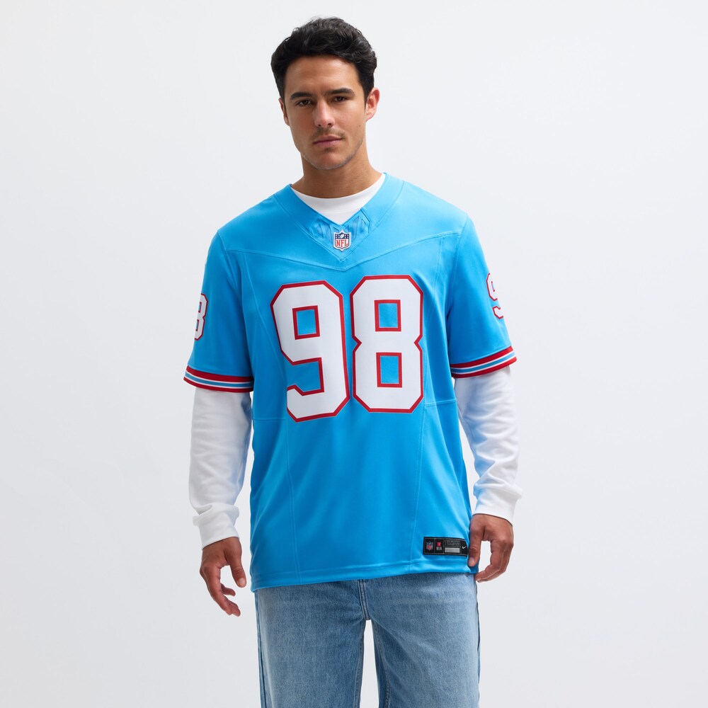 Tennessee Titans Merch - Men's Jeffery Simmons Light Vapor F.U.S.E. Limited Jersey, Blue 1 - Unicasport Tennessee Titans Merch - Men's Jeffery Simmons Light Vapor F.U.S.E. Limited Jersey, Blue