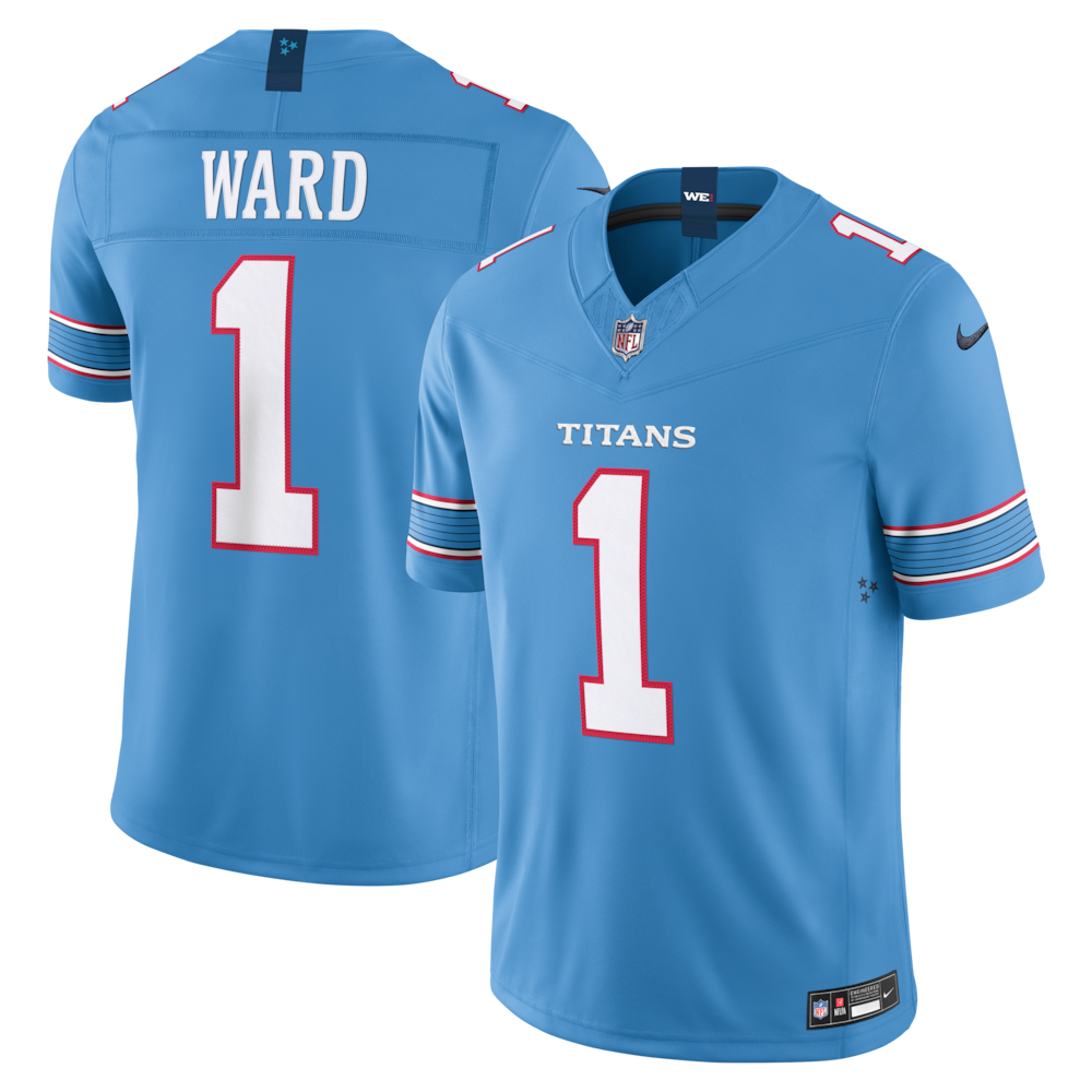 Tennessee Titans Merch - Men's Cameron Ward Light Team Vapor F.U.S.E. Stitched Limited Jersey, Blue - Birthday Present For Football Fan 1 - Unicasport Tennessee Titans Merch - Men's Cameron Ward Light Team Vapor F.U.S.E. Stitched Limited Jersey, Blue - Birthday Present For Football Fan