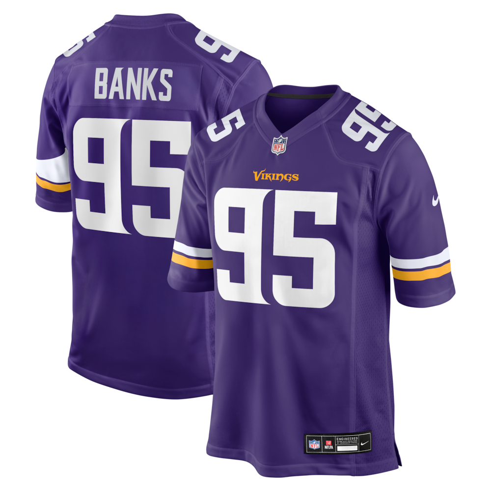 Minnesota Vikings Merch - Men's Caleb Banks Purple 2026 NFL Draft First Round Pick No. 18 Team Game Jersey - Best Gift For A Football Lover 1 - Unicasport Minnesota Vikings Merch - Men's Caleb Banks Purple 2026 NFL Draft First Round Pick No. 18 Team Game Jersey - Best Gift For A Football Lover
