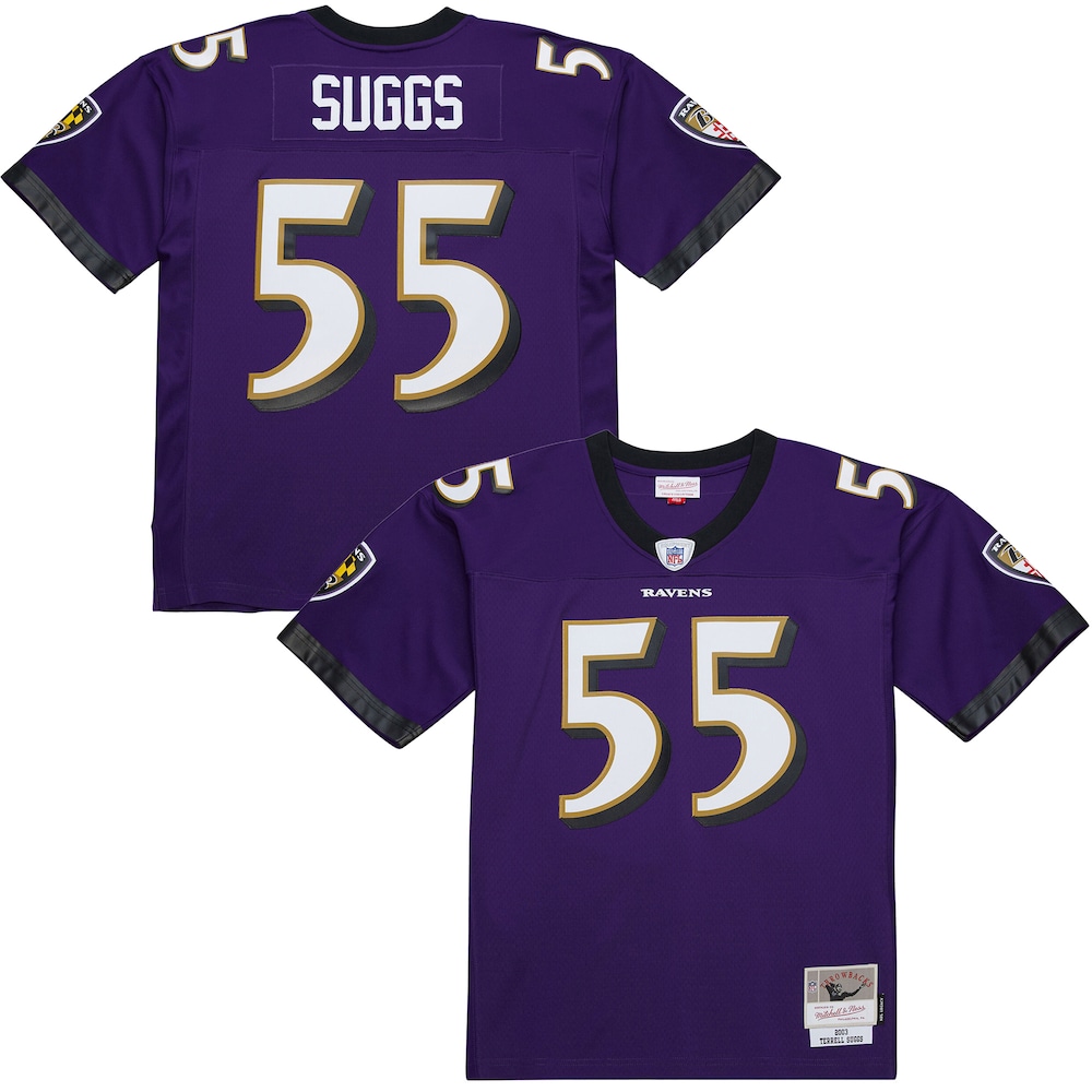 Baltimore Ravens Merch - Men's Terrell Suggs Purple 2003 Legacy Replica Jersey 1 - Unicasport Baltimore Ravens Merch - Men's Terrell Suggs Purple 2003 Legacy Replica Jersey