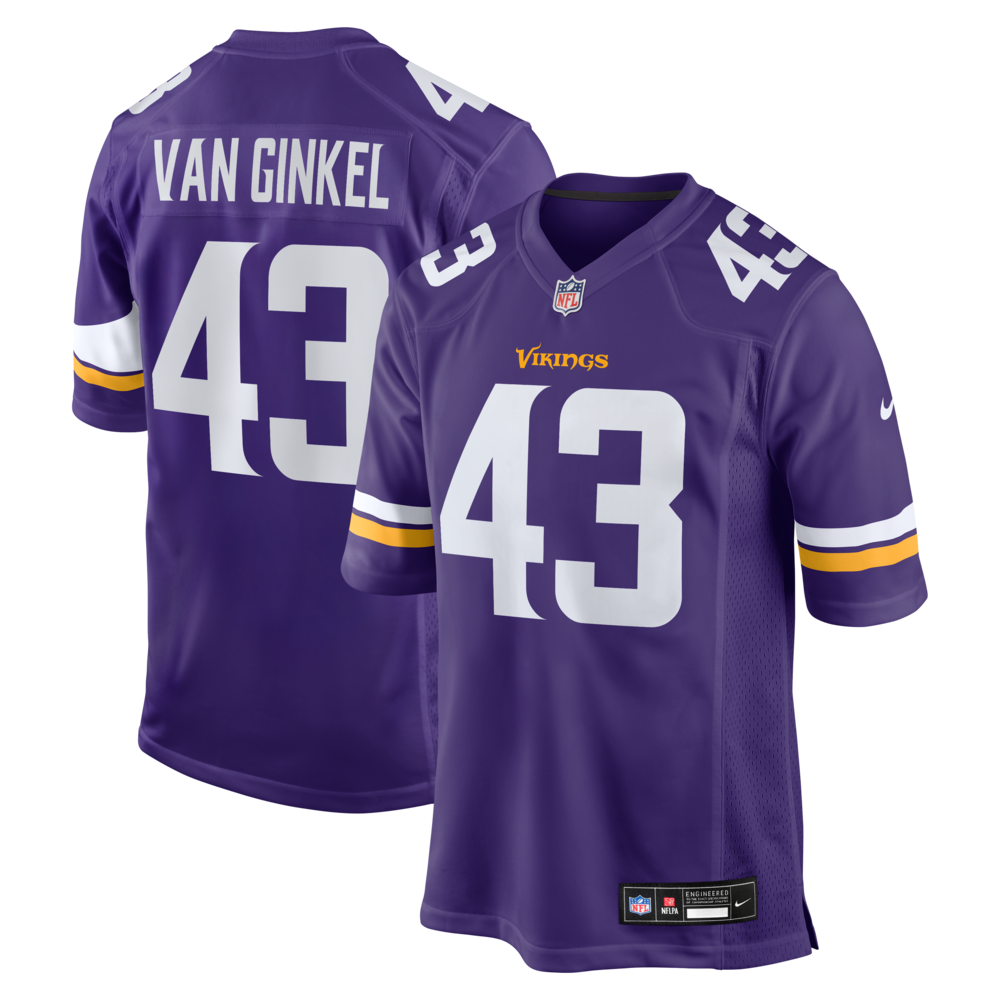 Minnesota Vikings Merch - Men's Andrew Van Ginkel Purple Team Game Jersey 1 - Unicasport Minnesota Vikings Merch - Men's Andrew Van Ginkel Purple Team Game Jersey