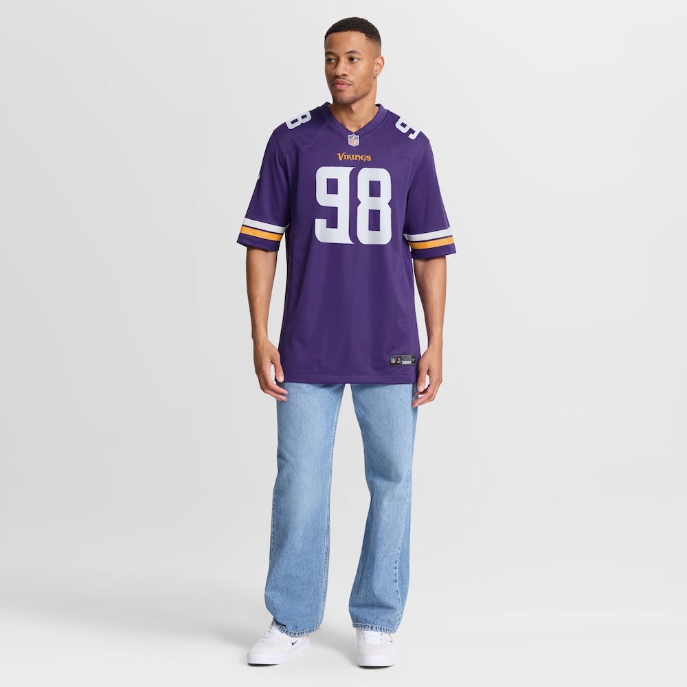 Minnesota Vikings Merch - Men's Bo Richter Purple Team Game Jersey 1 - Unicasport Minnesota Vikings Merch - Men's Bo Richter Purple Team Game Jersey