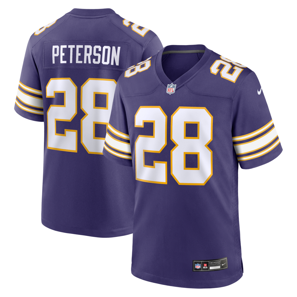 Minnesota Vikings Merch - Men's Adrian Peterson Purple Alternate 2 Classic Retired Game Jersey