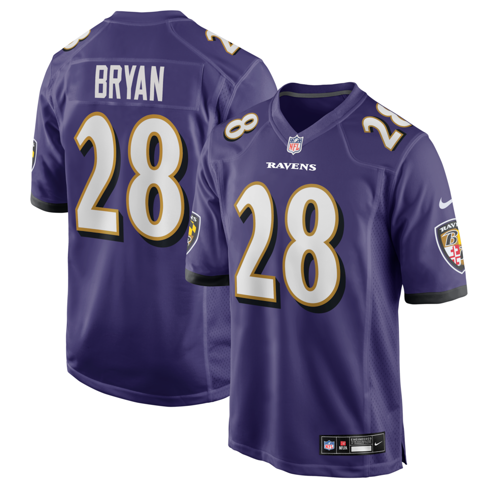 Baltimore Ravens Merch - Men's Taven Bryan Purple Team Game Jersey 1 - Unicasport Baltimore Ravens Merch - Men's Taven Bryan Purple Team Game Jersey