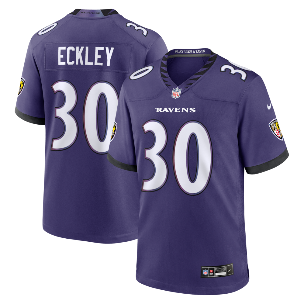Baltimore Ravens Merch - Men's Ryan Eckley Purple Team Game Jersey 1 - Unicasport Baltimore Ravens Merch - Men's Ryan Eckley Purple Team Game Jersey