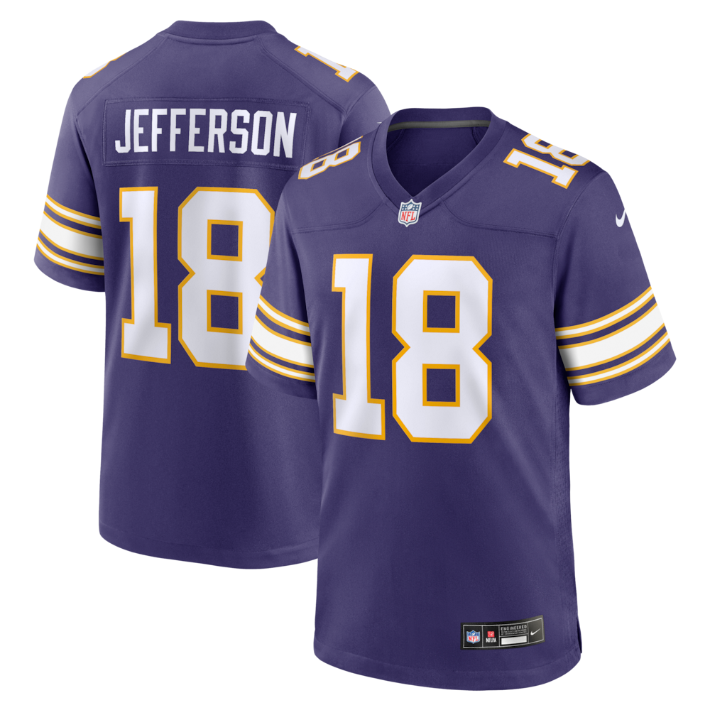 Minnesota Vikings Merch - Men's Justin Jefferson Purple Classic Player Game Jersey 1 - Unicasport Minnesota Vikings Merch - Men's Justin Jefferson Purple Classic Player Game Jersey