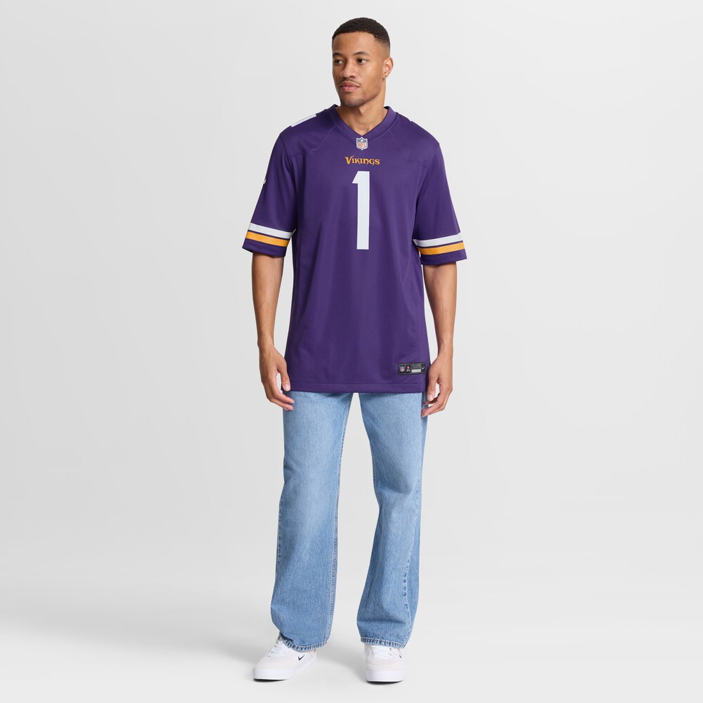 Minnesota Vikings Merch - Men's Number 1 Groom Purple Game Jersey 1 - Unicasport Minnesota Vikings Merch - Men's Number 1 Groom Purple Game Jersey