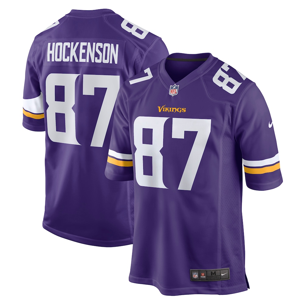 Minnesota Vikings Merch - Men's T.J. Hockenson Purple Jersey 1 - Unicasport Minnesota Vikings Merch - Men's T.J. Hockenson Purple Jersey