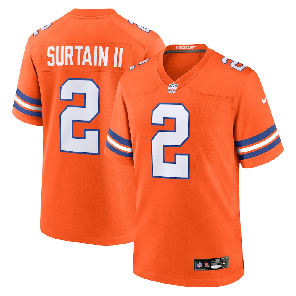 Denver Broncos Merch - Men's Patrick Surtain II Mile High Collection 1977 Throwback Player Game Jersey, Orange - Presents For Football Fans 1 - Unicasport Denver Broncos Merch - Men's Patrick Surtain II Mile High Collection 1977 Throwback Player Game Jersey, Orange - Presents For Football Fans