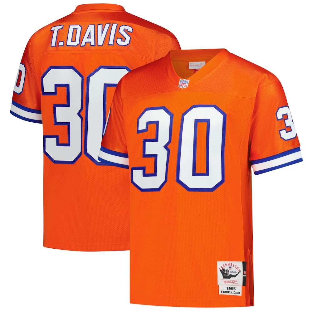 Denver Broncos Merch - Men's Terrell Davis 1995 Authentic Throwback Retired Player Jersey, Orange 1 - Unicasport Denver Broncos Merch - Men's Terrell Davis 1995 Authentic Throwback Retired Player Jersey, Orange