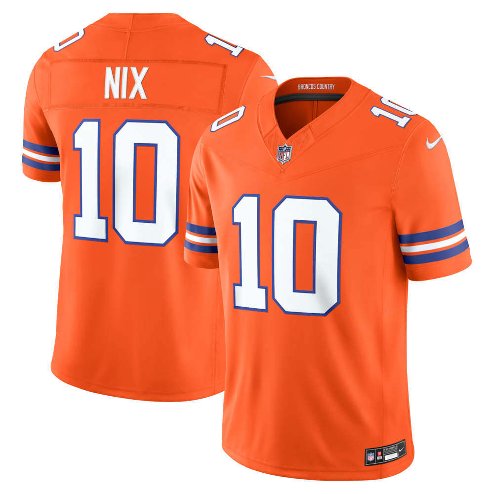 Denver Broncos Merch - Men's Bo Nix Alternate Mile High Collection 1977 Throwback Vapor F.U.S.E. Stitched Limited Jersey, Orange 1 - Unicasport Denver Broncos Merch - Men's Bo Nix Alternate Mile High Collection 1977 Throwback Vapor F.U.S.E. Stitched Limited Jersey, Orange