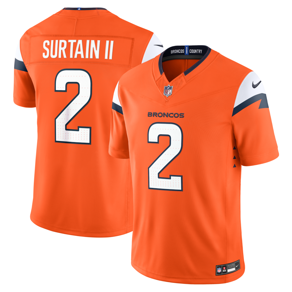 Denver Broncos Merch - Men's Patrick Surtain II Team Vapor F.U.S.E. Stitched Limited Jersey, Orange 1 - Unicasport Denver Broncos Merch - Men's Patrick Surtain II Team Vapor F.U.S.E. Stitched Limited Jersey, Orange
