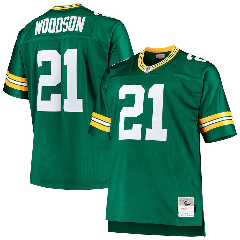 Green Bay Packers Merch - Men's Charles Woodson 2010 Retired Player Replica Jersey, Big & Tall, Green 1 - Unicasport Green Bay Packers Merch - Men's Charles Woodson 2010 Retired Player Replica Jersey, Big & Tall, Green