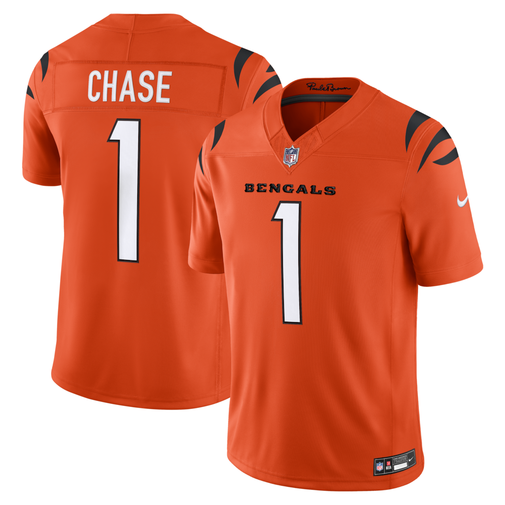 Cincinnati Bengals Merch - Men's Ja'Marr Chase Alternate Vapor F.U.S.E. Stitched Limited Jersey, Orange 1 - Unicasport Cincinnati Bengals Merch - Men's Ja'Marr Chase Alternate Vapor F.U.S.E. Stitched Limited Jersey, Orange