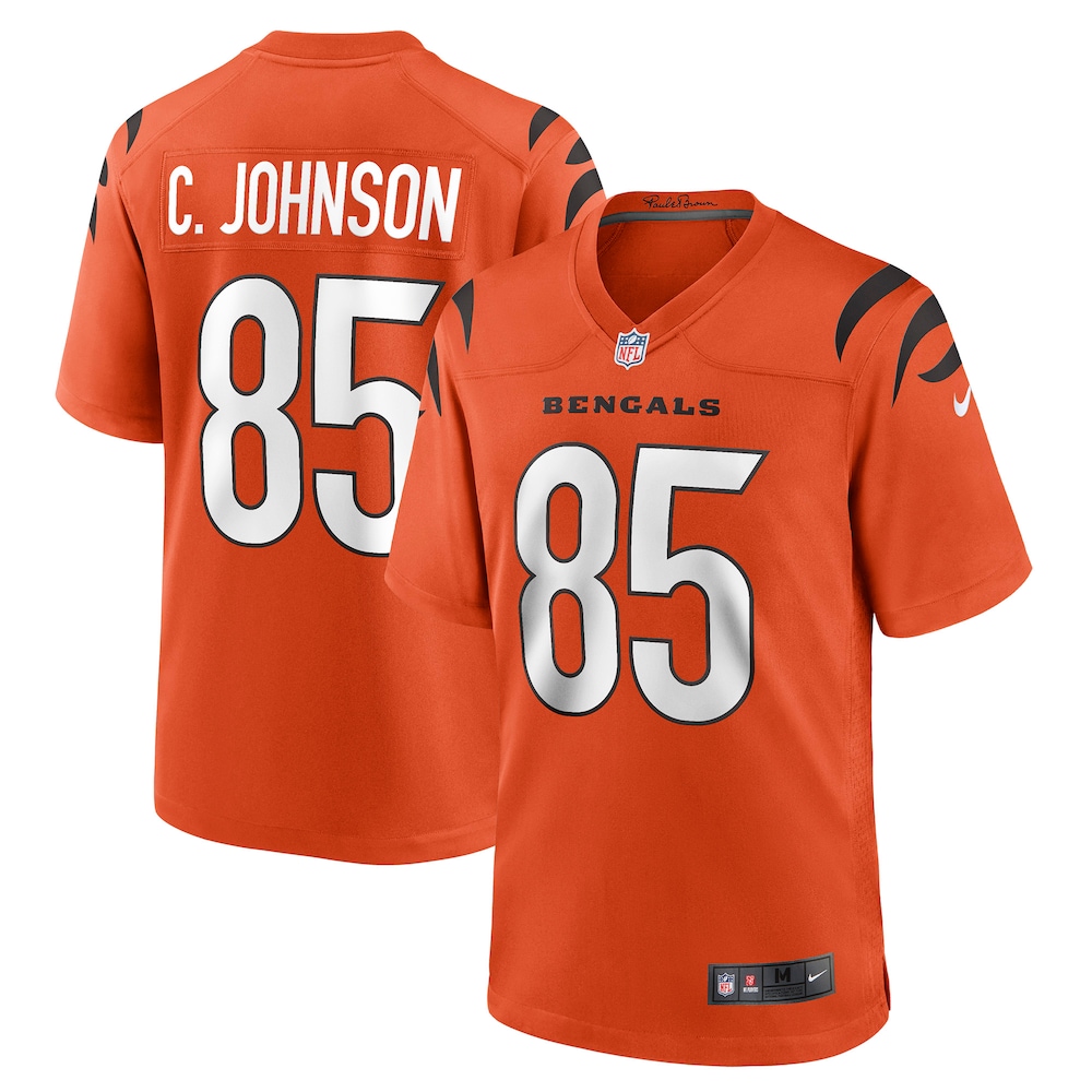Cincinnati Bengals Merch - Men's Chad Johnson Retired Player Alternate Game Jersey, Orange 1 - Unicasport Cincinnati Bengals Merch - Men's Chad Johnson Retired Player Alternate Game Jersey, Orange