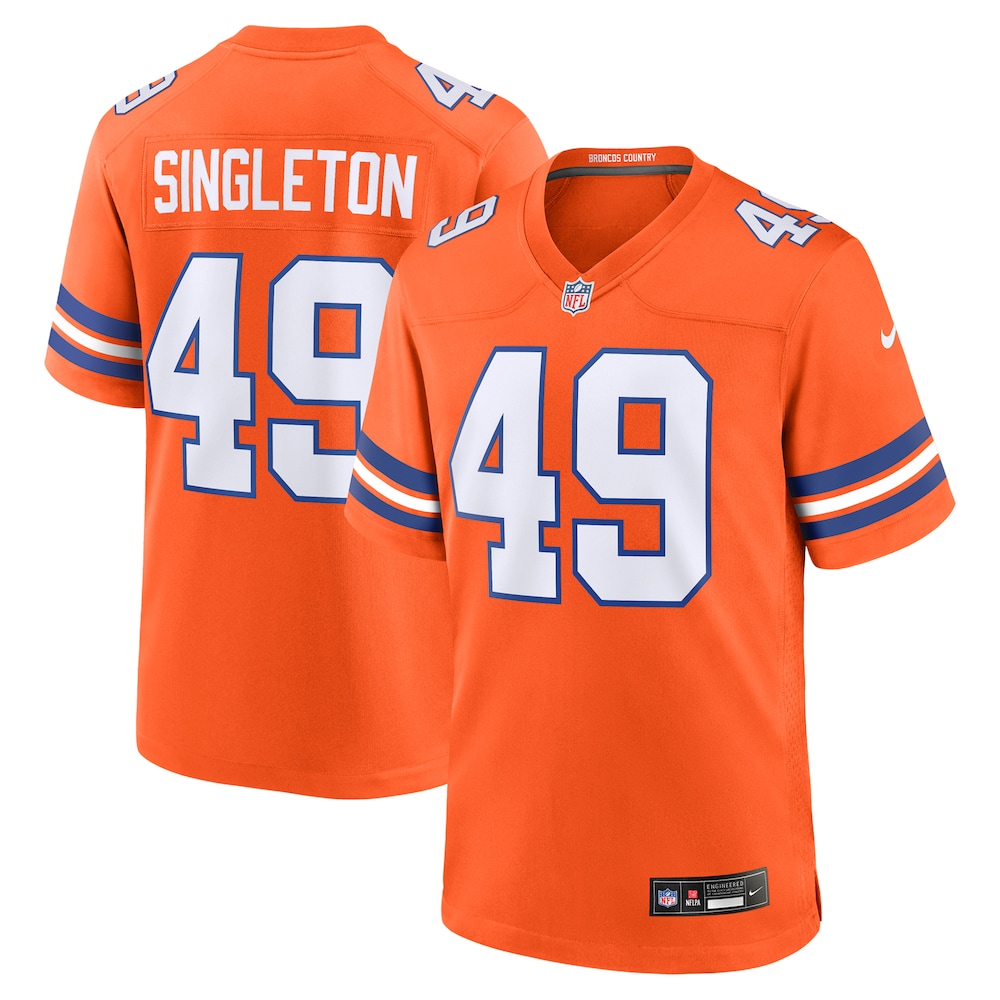 Denver Broncos Merch - Men's Alex Singleton Alternate Game Jersey, Orange 1 - Unicasport Denver Broncos Merch - Men's Alex Singleton Alternate Game Jersey, Orange