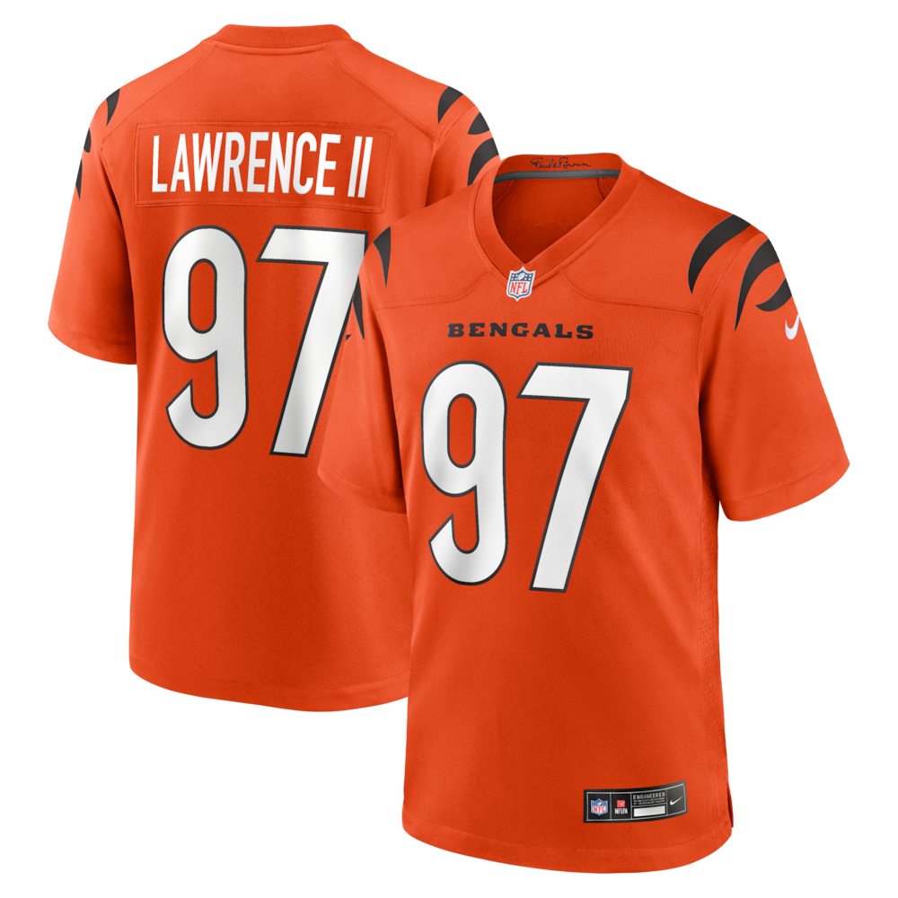 Cincinnati Bengals Merch - Men's Dexter Lawrence II Game Jersey, Orange 1 - Unicasport Cincinnati Bengals Merch - Men's Dexter Lawrence II Game Jersey, Orange