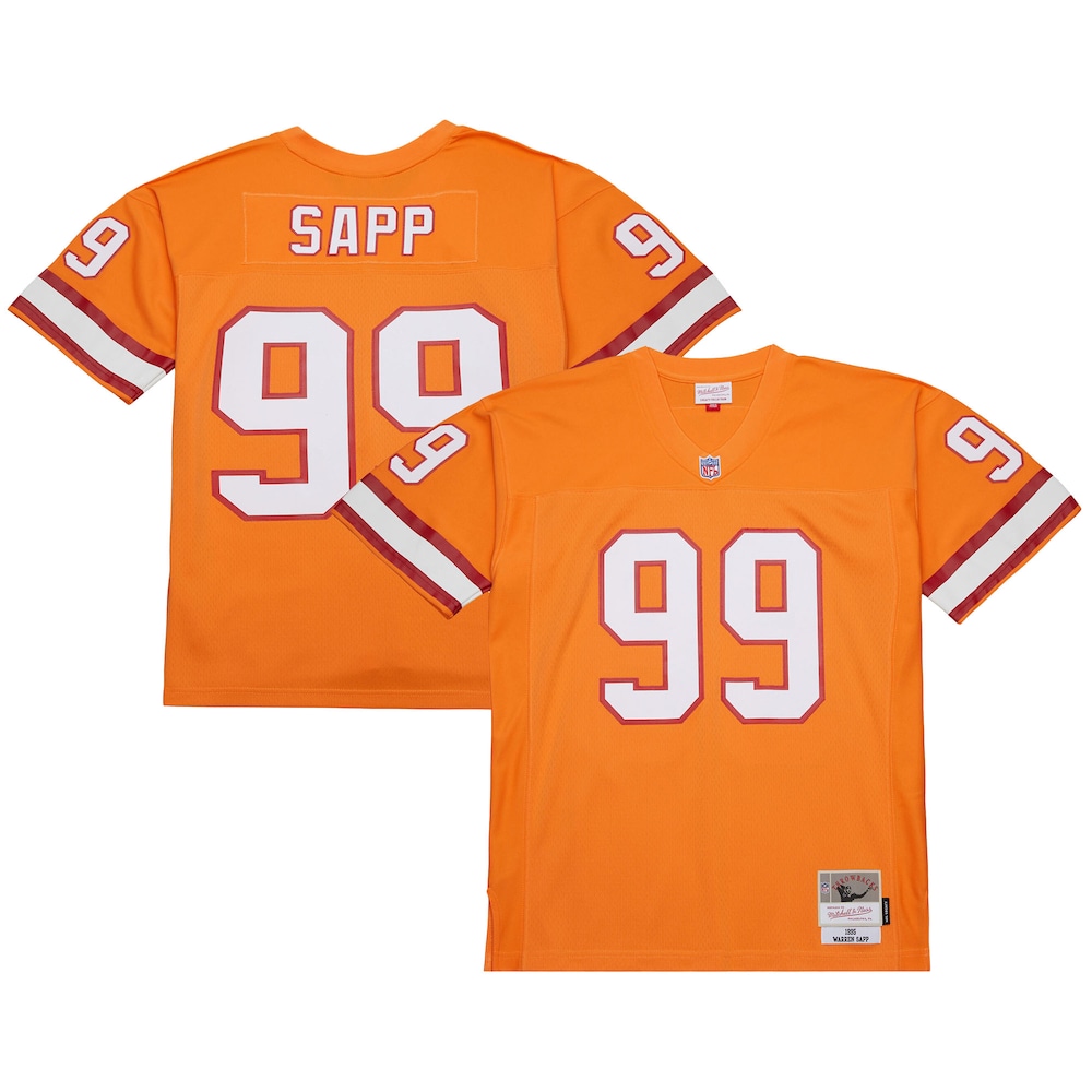 Tampa Bay Buccaneers Merch - Men's Warren Sapp 1995 Legacy Replica Jersey, Orange