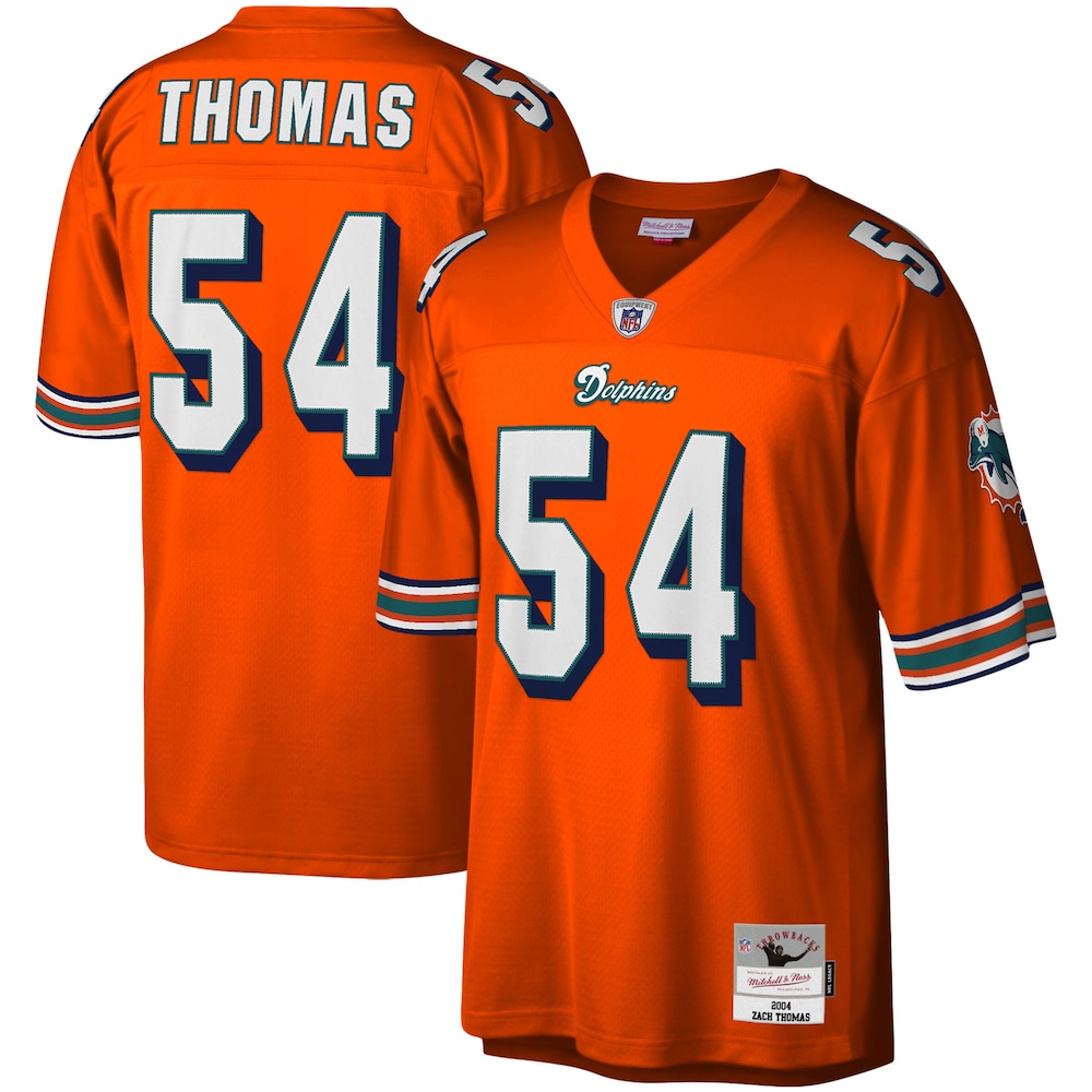 Miami Dolphins Merch - Men's Zach Thomas Legacy Replica Jersey, Orange - Presents For Football Lovers 1 - Unicasport Miami Dolphins Merch - Men's Zach Thomas Legacy Replica Jersey, Orange - Presents For Football Lovers