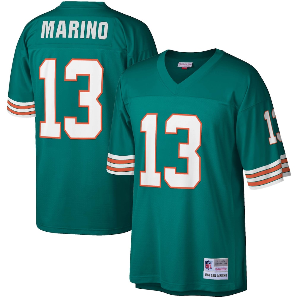 Miami Dolphins Merch - Men's Dan Marino Aqua Legacy Replica Jersey - Best Football Gifts 1 - Unicasport Miami Dolphins Merch - Men's Dan Marino Aqua Legacy Replica Jersey - Best Football Gifts