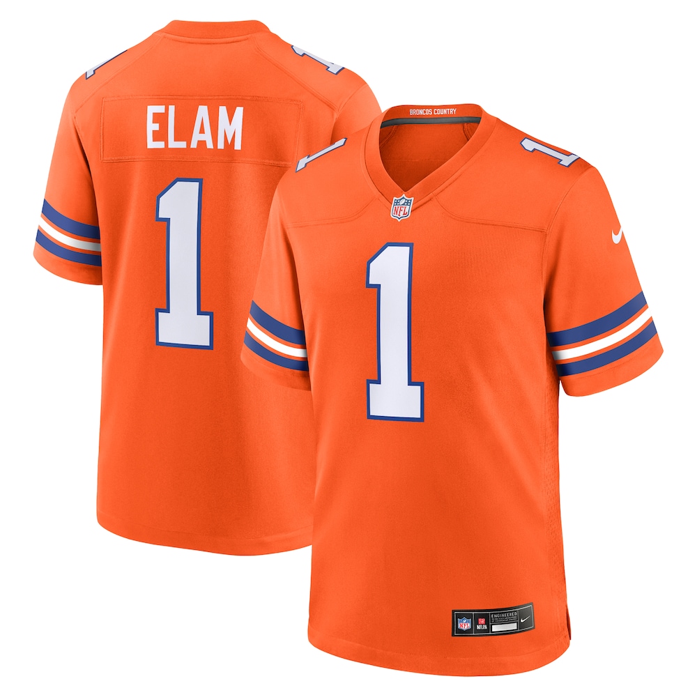Denver Broncos Merch - Men's Jason Elam Retired Player Alternate Game Jersey, Orange 1 - Unicasport Denver Broncos Merch - Men's Jason Elam Retired Player Alternate Game Jersey, Orange