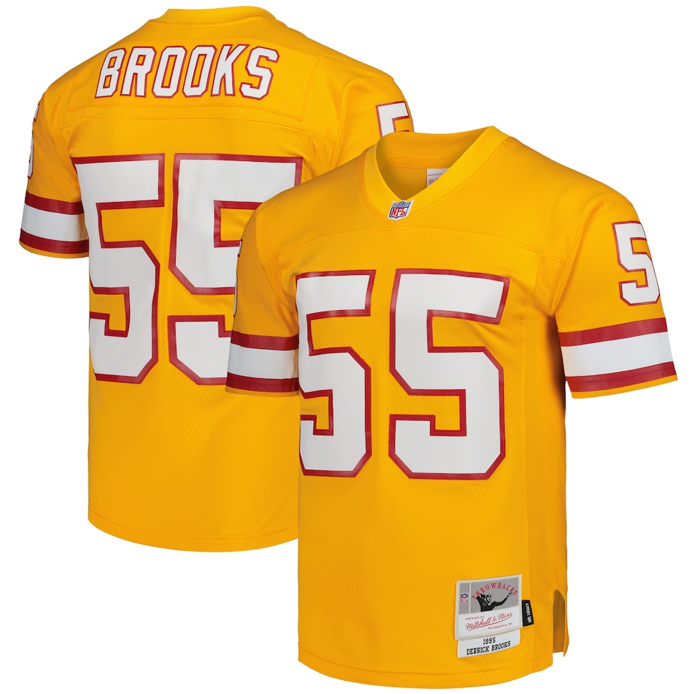 Tampa Bay Buccaneers Merch - Men's Derrick Brooks Legacy Replica Jersey, Orange 1 - Unicasport Tampa Bay Buccaneers Merch - Men's Derrick Brooks Legacy Replica Jersey, Orange