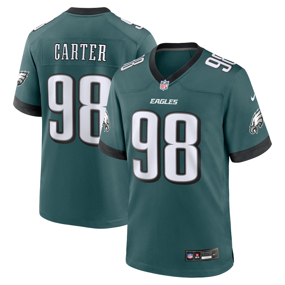 Philadelphia Eagles Merch - Men's Jalen Carter Midnight Team Game Jersey, Green - Presents For Football Fans 1 - Unicasport Philadelphia Eagles Merch - Men's Jalen Carter Midnight Team Game Jersey, Green - Presents For Football Fans