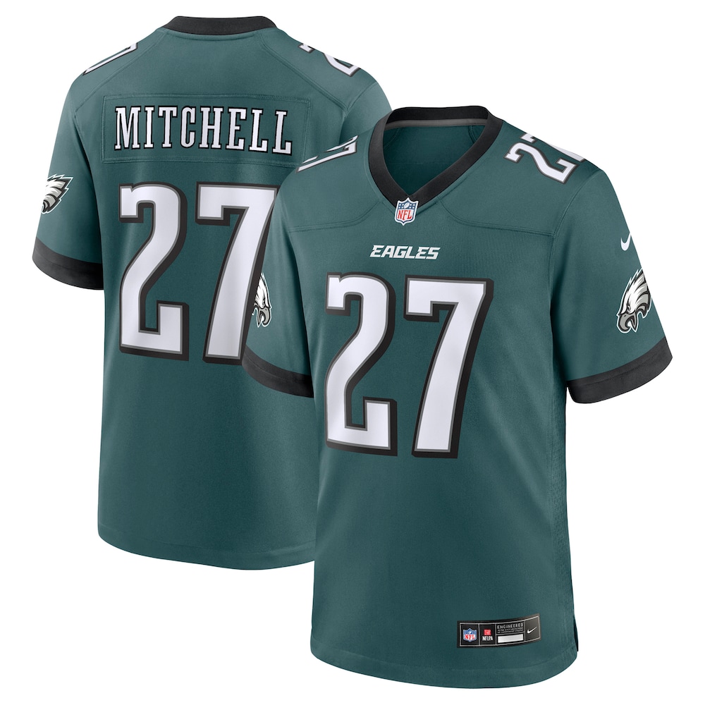 Philadelphia Eagles Merch - Men's Quinyon Mitchell Midnight Player Game Jersey, Green 1 - Unicasport Philadelphia Eagles Merch - Men's Quinyon Mitchell Midnight Player Game Jersey, Green