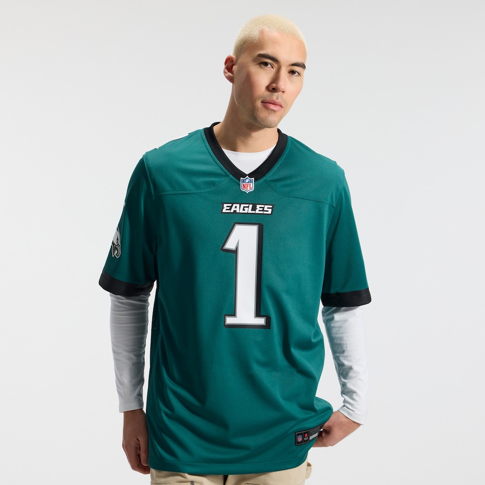 Philadelphia Eagles Merch - Men's Jalen Hurts Midnight Team Game Jersey, Green 1 - Unicasport Philadelphia Eagles Merch - Men's Jalen Hurts Midnight Team Game Jersey, Green