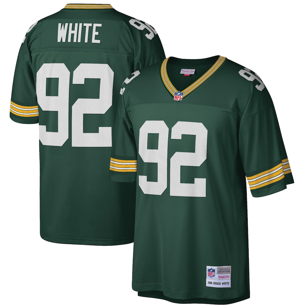 Green Bay Packers Merch - Men's Reggie 1996 Retired Player Replica Jersey, Big & Tall, White Green - Football Christmas Gift Ideas 1 - Unicasport Green Bay Packers Merch - Men's Reggie 1996 Retired Player Replica Jersey, Big & Tall, White Green - Football Christmas Gift Ideas