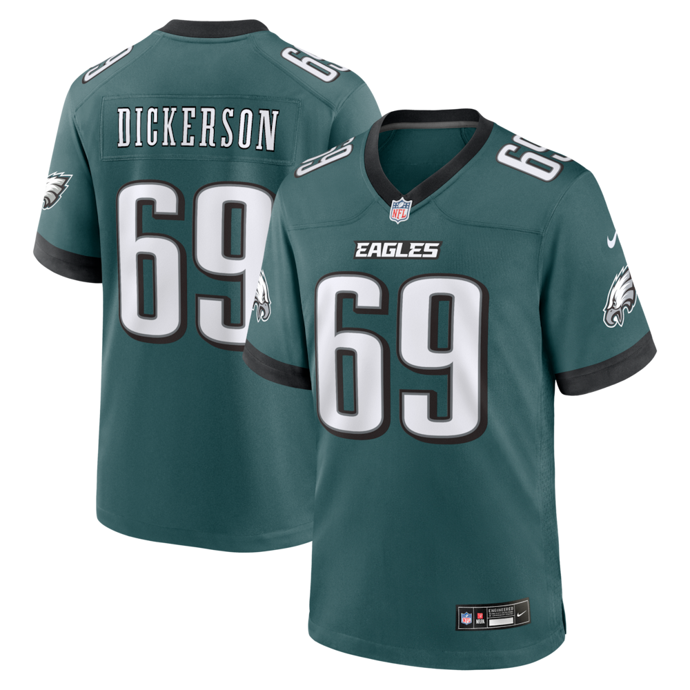 Philadelphia Eagles Merch - Men's Landon Dickerson Midnight Team Game Jersey, Green 1 - Unicasport Philadelphia Eagles Merch - Men's Landon Dickerson Midnight Team Game Jersey, Green