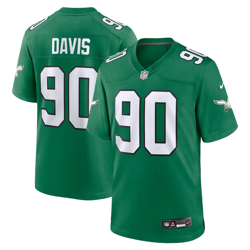 Philadelphia Eagles Merch - Men's Jordan Davis Kelly Alternate Game Jersey, Green 1 - Unicasport Philadelphia Eagles Merch - Men's Jordan Davis Kelly Alternate Game Jersey, Green