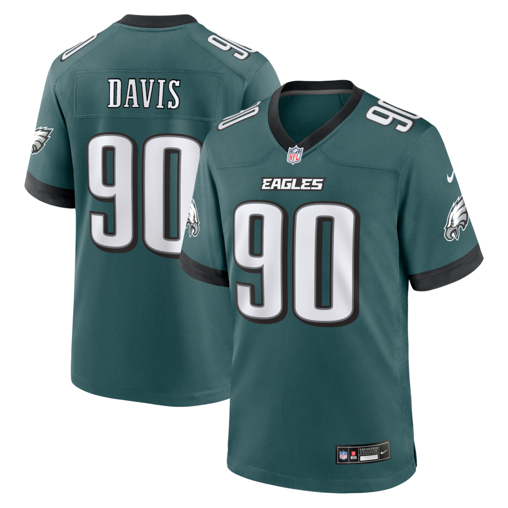 Philadelphia Eagles Merch - Men's Jordan Davis Midnight Team Game Jersey, Green 1 - Unicasport Philadelphia Eagles Merch - Men's Jordan Davis Midnight Team Game Jersey, Green