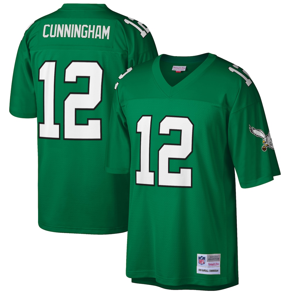 Philadelphia Eagles Merch - Men's Randall Cunningham Kelly 1990 Retired Player Replica Jersey, Big & Tall, Green 1 - Unicasport Philadelphia Eagles Merch - Men's Randall Cunningham Kelly 1990 Retired Player Replica Jersey, Big & Tall, Green