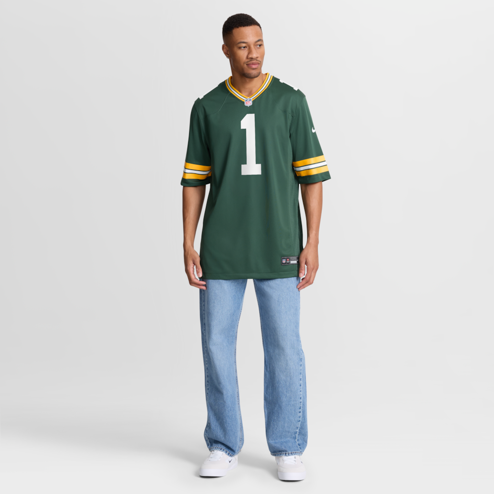 Green Bay Packers Merch - Men's Number 1 Groom Game Jersey, Green 1 - Unicasport Green Bay Packers Merch - Men's Number 1 Groom Game Jersey, Green