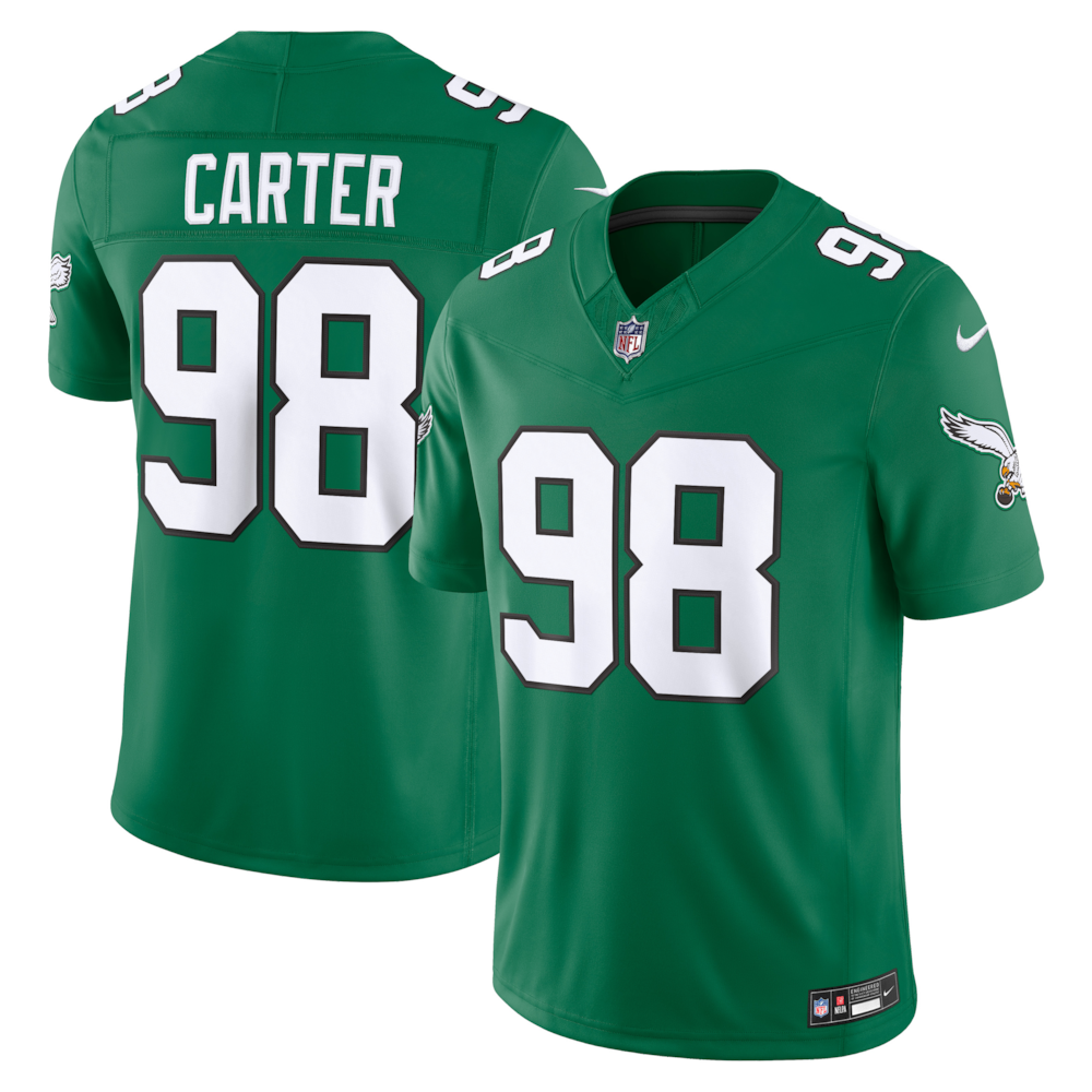 Philadelphia Eagles Merch - Men's Jalen Carter Kelly Alternate Vapor F.U.S.E. Stitched Limited Jersey, Green 1 - Unicasport Philadelphia Eagles Merch - Men's Jalen Carter Kelly Alternate Vapor F.U.S.E. Stitched Limited Jersey, Green
