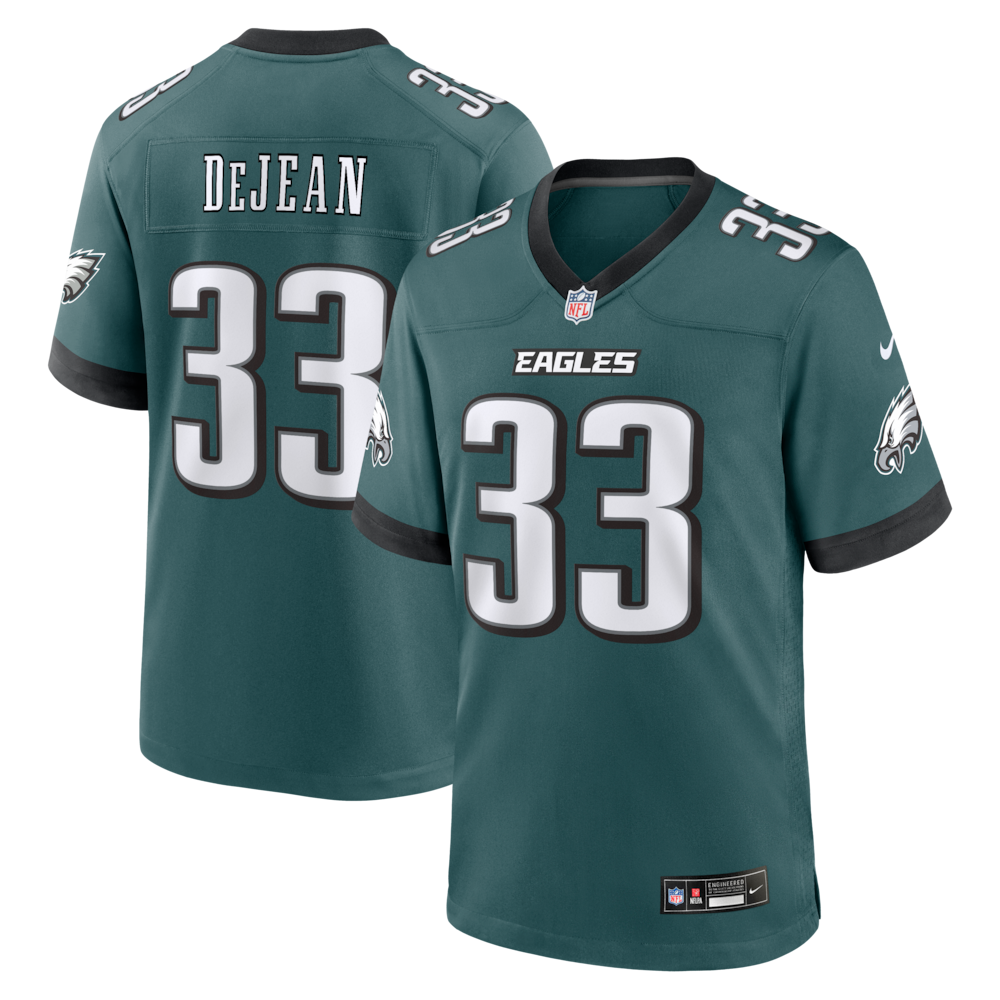 Philadelphia Eagles Merch - Men's Cooper DeJean Midnight Team Game Jersey, Green 1 - Unicasport Philadelphia Eagles Merch - Men's Cooper DeJean Midnight Team Game Jersey, Green