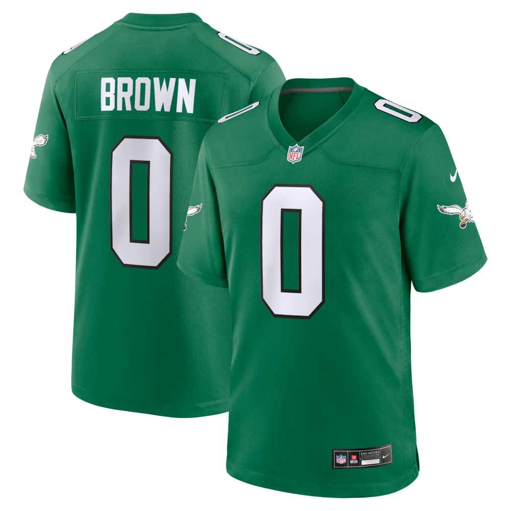 Philadelphia Eagles Merch - Men's Marquise Kelly Alternate 2 Game Jersey, Green Brown