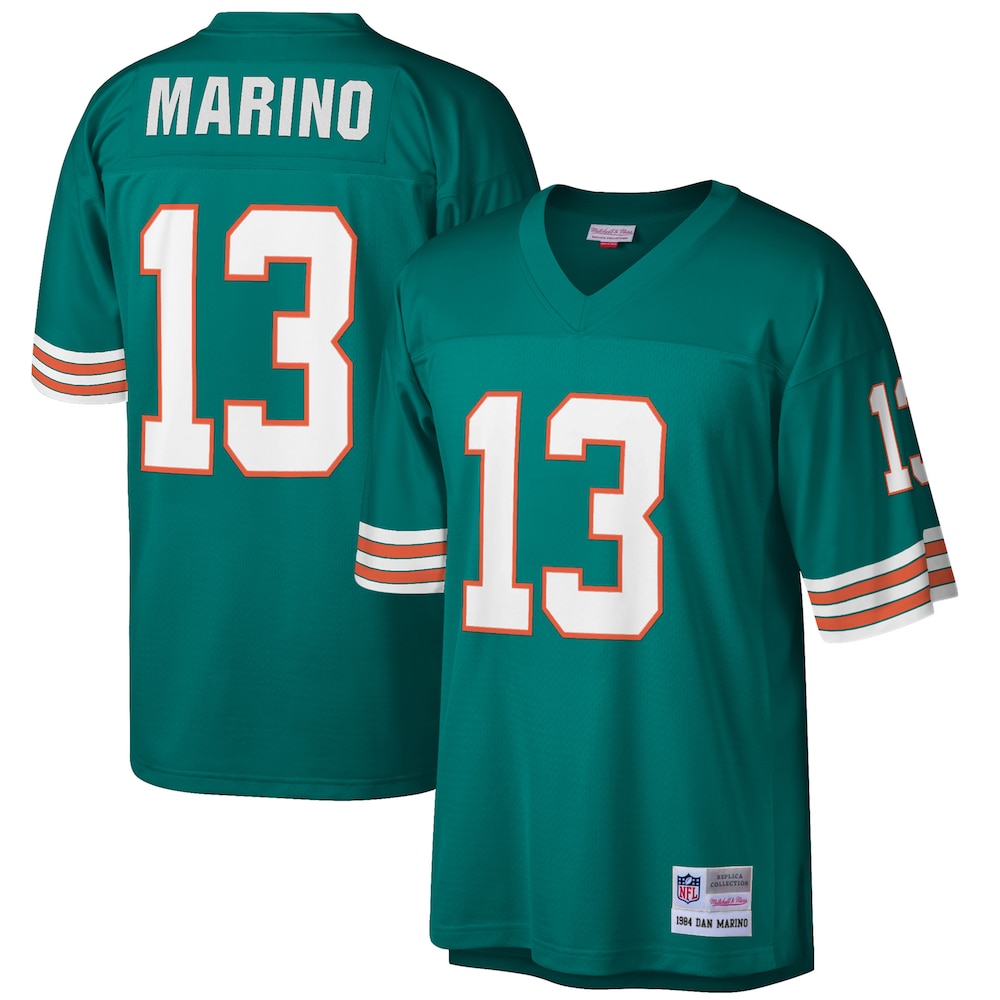 Miami Dolphins Merch - Men's Dan Marino Aqua 1984 Retired Player Replica Jersey, Big & Tall - Birthday Present For Football Fan 1 - Unicasport Miami Dolphins Merch - Men's Dan Marino Aqua 1984 Retired Player Replica Jersey, Big & Tall - Birthday Present For Football Fan