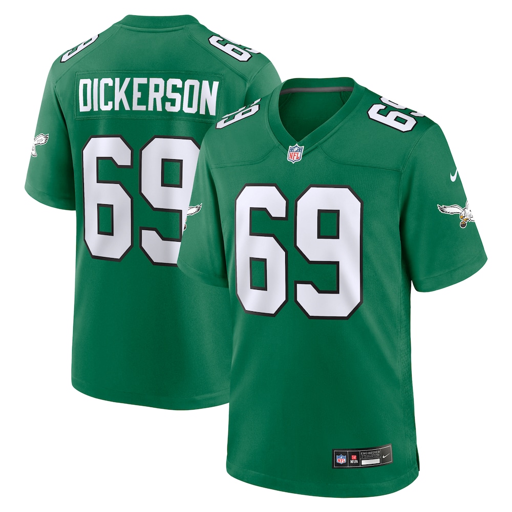 Philadelphia Eagles Merch - Men's Landon Dickerson Kelly Alternate Game Jersey, Green  - Best Birthday Gift For Football Lovers