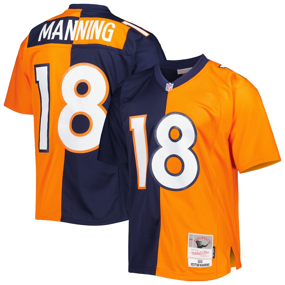 Denver Broncos Merch - Men's Peyton Manning 2015 Split Legacy Replica Jersey, Navy Orange 1 - Unicasport Denver Broncos Merch - Men's Peyton Manning 2015 Split Legacy Replica Jersey, Navy Orange